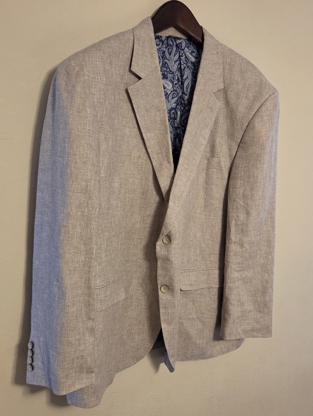 Oak Hill Sport Coat Blazer 2XL 50R/52R Linen Rayon Tan - Picture 2 of 14